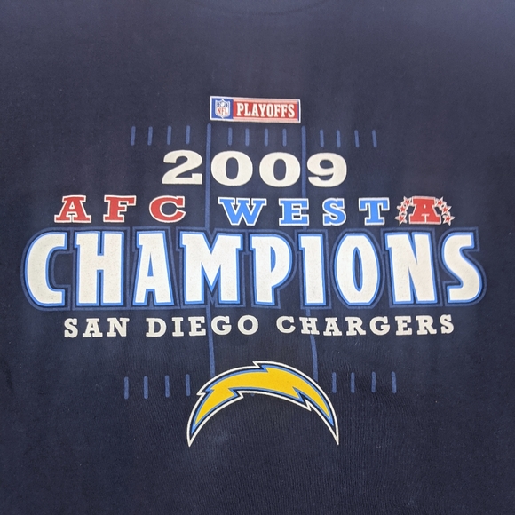 San Diego Chargers 2009 Playoffs Champions Tee Shirt Graphic T Mens M NFL Blue - Picture 2 of 9